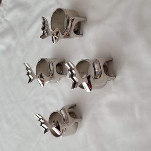 Lot of 4 silver reindeer napkin ring holders